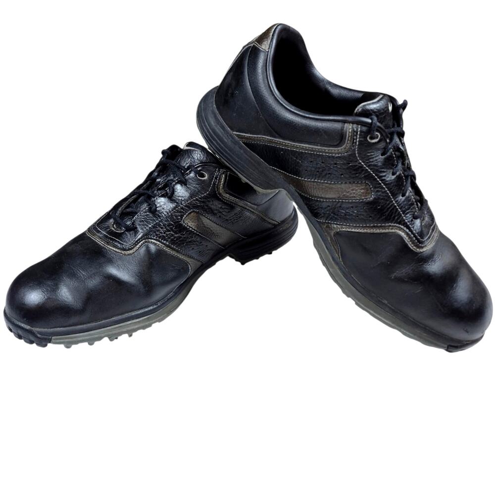Nike Air Tour Men's Black Leather Saddle Golf Shoes Air Cush Spiked Traction 12W